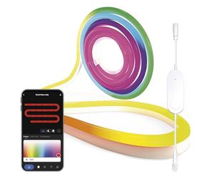 EMOS - Tira de neón Smart RGBIC, 5 m - Iluminación de pared ambiental WiFi con 16 millones de colores, regulable - Tira LED de silicona - Iluminación ambiente y fiesta para interiores - Incluye cable