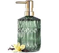EMPO Dispensador de jabón de Vidrio Transparente con Bomba de plástico ABS, dispensadores de loción de Cristal para Fregadero de Cocina, baño (Verde B)