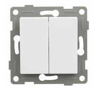 Empotrable blanca con conmutador doble, ideal para controlar la iluminación en distintos ambientes y optimizar el uso de la energía.