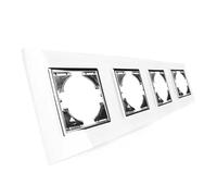 Empotrable de cristal blanco, marco 4 elementos, horizontal; iluminación decorativa y funcional en interiores.