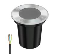 ledscom.de Lámpara empotrable de suelo BOLI para exteriores, IP67, acero inoxidable, redonda, 108mm Ø, 1x GU10 máx. 15W, esmerilado