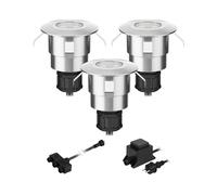 ledscom.de Empotrable de suelo LED Atria para exterior aluminio blanco cálido c/u 14lm IP65 40mm Ø juego de 3