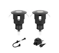 ledscom.de Luminaria LED de suelo ATRIA para uso exterior, IP65, negra, redonda, 40mm Ø, blanco cálido Juego de 2