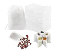 Empty Tea Bags - 100 Piece Drawstring Brew Filter Bags, Non-Woven Disposablle Strainer Sachets for Loose Tea, Coffee, Herbss, Spices & Soup, Heat Resistant Drawstring Bag Set for Brewing & Cooking