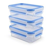 Emsa Recipientes herméticos 508570 Set 3 Clip&Close 0,55 l transparente/azul