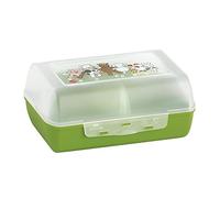 Emsa 513791 Caja para aperitivos o almuerzo para niños Variabolo Farm Family, 16 x 11 x 7 cm, transparente, verde