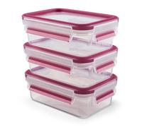 Emsa 515582 - Recipiente plástico, 3 x 0,55 L, Color Transparente y Rosa