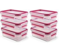 Emsa 515582 - Recipiente plástico, 3 x 0,55 L, Color Transparente y Rosa (Paquete de 2)