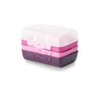 Emsa 517052 Variabolo Set de 4 recipientes de almacenamiento de alimentos para niñas, 16 x 11 x 7 cm, se pueden abrir por ambos lados, apilables uno dentro del otro para ahorrar espacio, color rosa