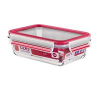 Emsa Clip&Close - Conservador Hermético de Cristal de borosilicato Rectangular de 0,7L, higiénico, no retiene olores ni sabores 100% Libre de BPA
