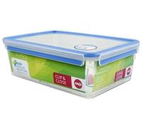 Emsa Conservador hermético Clip & Close rectangular, transparente y azul, 5,5 L (32,8 x 23 x 11,6 cm)