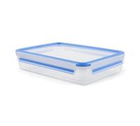 Emsa Clip & Close Conservador Hermético de Plástico Rectangular, Transparente y Azul, 1.65 L (26.5 x 19.8 x 6.5 cm)
