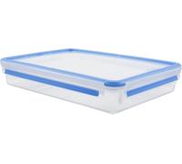 Emsa Conservador hermético Clip & Close – Plástico rectangular transparente y azul 2,6 L