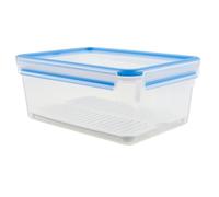 Emsa Conservador hermético de plástico Clip & Close 3,7 L rectangular transparente y azul con rejilla
