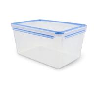 Emsa Conservador hermético Clip & Close – Plástico rectangular transparente y azul 8,2 L
