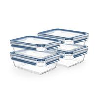 Emsa Clip & Close Glass Set 4 Piezas, Recipientes De Vidrio, Borde Apilable, Apto Horno Hasta 420 C, Hermético, Congelación Hasta -40 C, Apto Lavavajillas, Higiénico, 1,30 L, N1052550