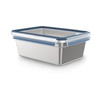 EMSA Clip&Close Inox - Caja de conservación (3 L, ligera e higiénica, acero inoxidable 304, impermeable, compatible con congelador, horno, lavavajillas, tapa de clip, tecnología alemana N1150700