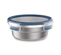 EMSA Clip & Close N1150200 - Recipiente para alimentos (acero inoxidable, a prueba de fugas, capacidad de 0,8 litros, redondo, apto para lavavajillas y horno)