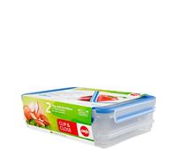 Emsa Clip&Close - Set de 2 Conservadores Herméticos de Plástico Rectangular de 1L y 1,65 con sistema apilable y colector de jugos, higiénico, no retiene olores ni sabores, certificación "Baby care"
