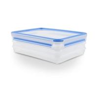Emsa Clip&Close - Set de 3 Conservadores Herméticos de Plástico Rectangular 1L con sistema apilable y colector de jugos, higiénico, no retiene olores ni sabores, certificación "Baby care"