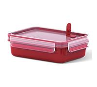 Emsa Microondas Can Clip & Micro 517772 | Válvula de microondas | 0,8 L | Fiambrera | Medición integrada | Fabricado en Alemania | Rojo/Transparente