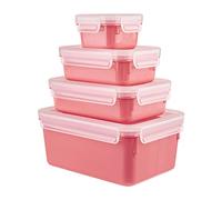 Emsa N1030900 Clip & Close Color Edition - Juego de fiambreras (0,2/0,55/0,8/2,2 L), Color Coral