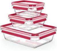 Emsa n10509 set 3 recipientes clip & close en vidrio 0,45/0,8/2 l, her