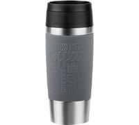 Emsa N20205 Travel Mug Classic - Vaso térmico (0,36 L, cierre de rosca, acero inoxidable, 4 horas de calor y frío 8 h, 100% hermético, apto para lavavajillas, apertura de 360°, color gris oscuro