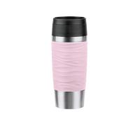 Emsa N20214 Travel Mug Wave - Vaso térmico (0,36 L, cierre de rosca cómodo, acero inoxidable, 4 horas de calor y 8 horas frías, 100% hermético, apto para lavavajillas, apertura de 360°, rosa pastel)