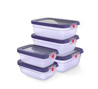 Emsa oneClick, Recipientes Para Alimentos, Sistema One-Click, Frescura 2x Más Tiempo, 100% Hermético, Fabricado En Alemania, Set 5 Piezas Violeta 2x 0,50 L, 2x 1,20 L, 1x 2,30 L, N1231100