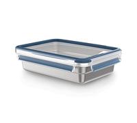 EMSA Recipiente para alimentos con cierre de clip y cierre, rectangular, capacidad: 1,2 l, sostenible, ligero, a prueba de fugas, a prueba de heladas, apto para lavavajillas, horno, acero inoxidable,