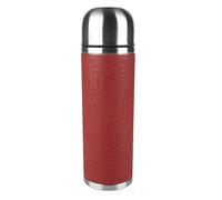 Emsa Senator Sleeve 515715 Termo con Taza Integrada, 1 L, Acero Inoxidable/Silicona, Plateado/Rojo