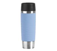 Emsa Travel Mug Waves Grande N20121 - Vaso térmico (0,5 L, hasta 6 horas de calor y frío durante 12 horas, 100% hermético, apertura de 360°, cierre de presión rápida, café para llevar, azul polvo)