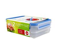 Emsa Recipientes Clip & Cierre 513576 – Juego 2 × 0,6 L Azul para carnes