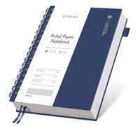 EMSHOI A5 - Cuaderno universitario rayado en espiral, pequeño de 14,5 x 20,9 cm, 300 páginas/150 hojas, papel grueso de 100 g/m², tapa dura impermeable, diario de escritura unisex para trabajo