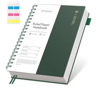 EMSHOI B5 - Cuaderno rayado, cuaderno en espiral, 150 hojas/300 páginas, 100 g/m², cubierta de PVC, notas adhesivas, bolsillo, bucle para bolígrafos, regla, marcapáginas, diario rayado, para mujeres