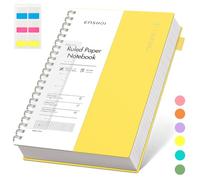 EMSHOI Cuaderno A4 a rayas, 300 páginas/150 hojas, espiral de alambre, papel de 100 g/m², tapa blanda impermeable, unisex,para trabajo, escritura, oficina y colegio, 21,5 x 27,9 cm, amarillo
