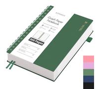 EMSHOI Cuaderno A5 cuadriculado, cuaderno espiral con 300 páginas/150 hojas, papel cuadriculado de 100 g/m² para escribir, tapa dura de PVC, para escuela, trabajo, dibujo, diario de viaje, 14,5 x 21