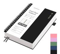 EMSHOI Cuaderno B5 cuadriculado, cuaderno espiral con 300 páginas/150 hojas, papel cuadriculado de 100 g/m² para escribir, tapa dura de PVC, cuadernos para escuela, trabajo, dibujo, viaje, 19 x 25 cm