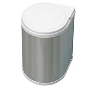 emuca 8035865: Contenedor de residuos de 13 litros, a partir de una anchura de armario de 40 cm, fabricado en plástico blanco y acero inoxidable