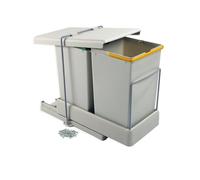 Emuca 8077221 8077221- Contenedores de reciclaje fijación Inferior y extracción automática con 2 vasos de 14 litros