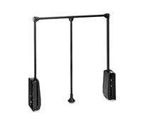 Emuca - Barra de armario abatible, perchero basculante, colgador abatible para armario, anchura regulable 830-1150mm, acabado negro