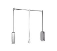 Emuca Barra, Perchero basculante, Colgador abatible para Armario, Anchura Regulable 600-830mm, Acabado Cromado