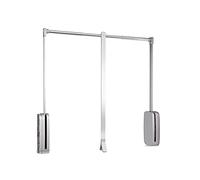 Emuca Barra, Perchero basculante, Colgador abatible para Armario, Anchura Regulable 830-1150mm, Acabado Cromado