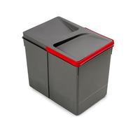 Emuca Basura, Cubos de Reciclaje para Base Recortable, contenedor de Alto 266mm y Capacidad 15 litros, Gris, H 266 mm (1 x 15 L)