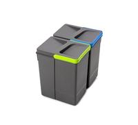 Emuca Basura, Cubos de Reciclaje para Base Recortable, Juego de 2 Contenedores de Alto 266Mm Y Capacidad 7 litros, Gris, H 266 mm (2 x 7 L)