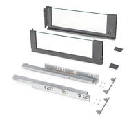 Emuca Cajón Vertex con lateral de vidrio, Gris antracita, 178mm x 500mm