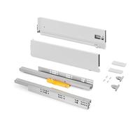 Emuca - Cajones extraibles para cocina Vertex Push Sincro con regulación 3D, H 131mm, 40kg, profundidad 350mm, Acero, Pintado blanco