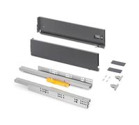 Emuca - Cajones extraibles para cocina Vertex Push Sincro con regulación 3D, H 131mm, 40kg, profundidad 450mm, Acero, Pintado gris antracita