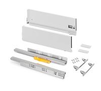 Emuca - Cajones extraibles para cocina Vertex Push Sincro con regulación 3D, H 178mm, 40kg, profundidad 450mm, Acero, Pintado blanco